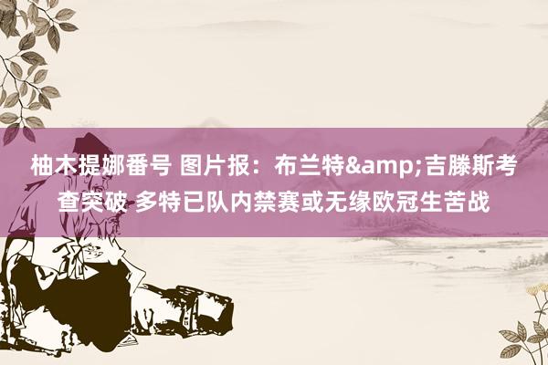 柚木提娜番号 图片报：布兰特&吉滕斯考查突破 多特已队内禁赛或无缘欧冠生苦战