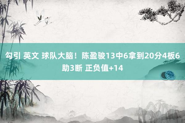 勾引 英文 球队大脑！陈盈骏13中6拿到20分4板6助3断 正负值+14